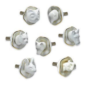 Perchero de pared de cerámica con forma de animal hecho a mano / Perchero con esmalte craquelado / SHILPWARE