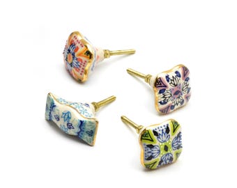 Exquisite Mandala Art Hand-Painted Hourglass & Melan Ceramic Cabinet Knobs
