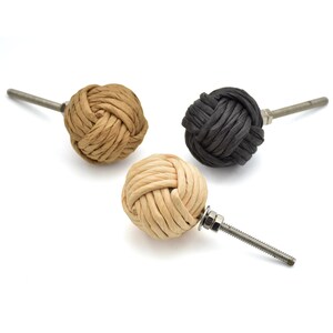 Handmade Woven Knot Cabinet Knob | Rattan Style Drawer Pull | Boho Furniture Knob | Shilpware