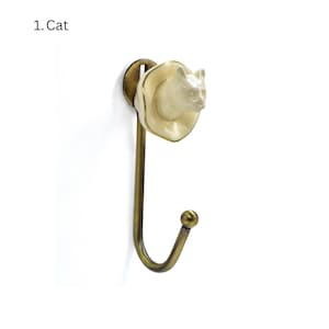 Gancho de pared de latón antiguo con forma de animal / Gancho decorativo de cerámica / SHILPWARE