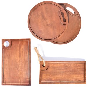 Rustikales Schneidebrett aus Mangoholz | Rundes oder rechteckiges Küchen-Schneidebrett | SHILPWARE