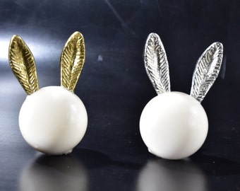 Rabbit Ears Ceramic Cabinet Knob | Handmade Drawer Pull | SHILPWARE