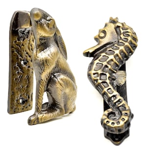 Rabbit and Seahorse Door Knocker for front Door | Handcrafted Antique Style Entry Door Knocker| UPVC | Rabbit Front Door Furniture Shilpware