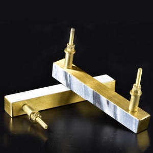 Brass & Marble Drawer Pull | Modern Cabinet Handle | SHILPWARE