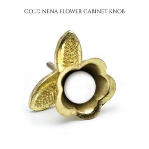 Nena Flower Cabinet Knob, Metal & Ceramic Drawer Pull | SHILPWARE