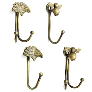 Gancho de pared de hoja de ginkgo de latón / Decoración de metal de estilo vintage / SHILPWARE