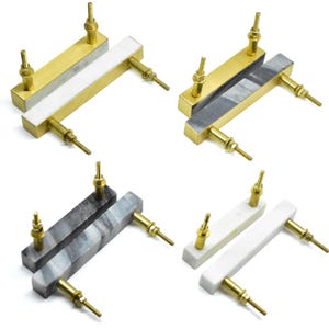 Messing en marmeren ladehendel | Moderne kastgreep | SCHILDPAD