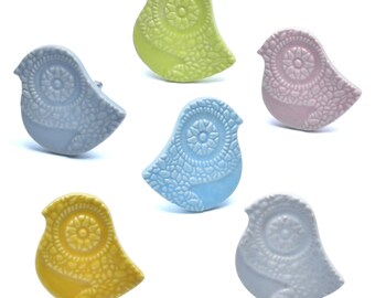 Handmade Ceramic Bird Cabinet Knob | Decorative Drawer Pull | SHILPWARE