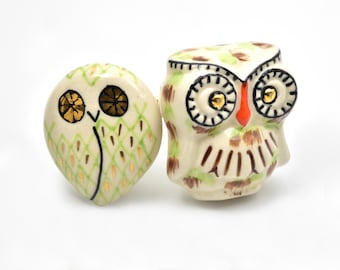 Handmade Owl Ceramic Cabinet Knob | Decorative Drawer Pull | SHILPWARE