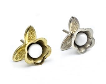 Premium Nena Flower Metal Ceramic Cabinet Drawer Knobs
