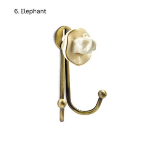 Ceramic Animal Head Wall Hook | Antique Brass Finish | SHILPWARE