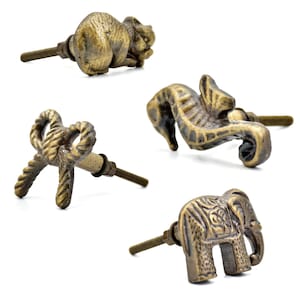 Mässingsknoppar | Elefant-, katt-, bandknut- och sjöhästhandtag | Metalldjursknopp
