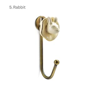 Antique Brass Animal Wall Hook | Ceramic Accent Hook | SHILPWARE