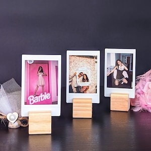 Handgemaakte houten polaroid-fotostandaard: Instax-minidisplay