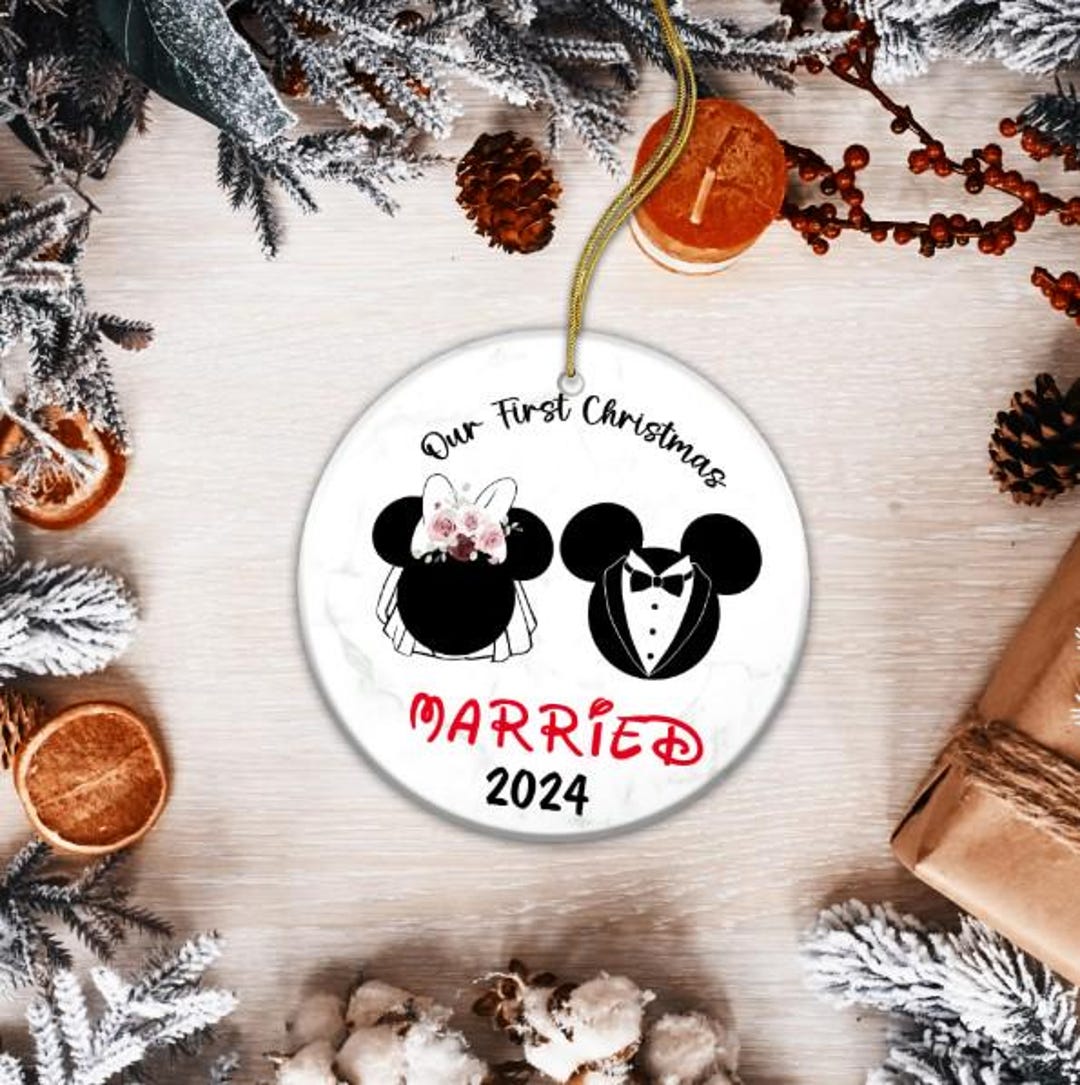 Mickey Minnie Wedding Ornament, Our First Christmas as Mr and