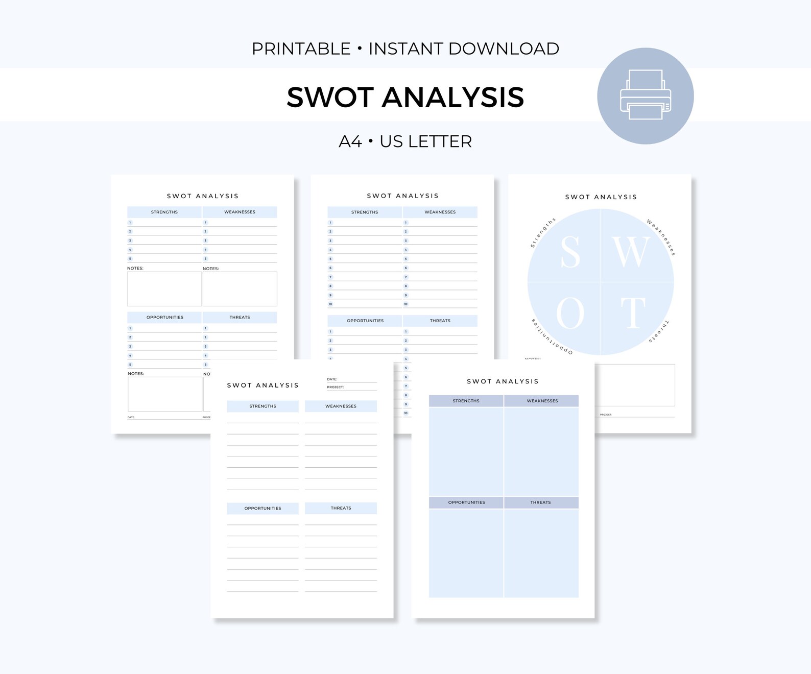 SWOT Analysis Printable SWOT Template Printable SWOT - Etsy Canada