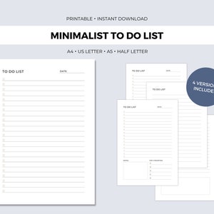 Minimalist to Do List Printable to Do List Simple Daily to - Etsy