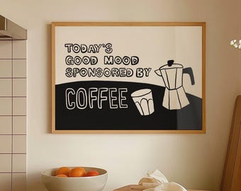 Minimalist Coffee Bar Art Poster - Horizontal Canvas for Kitchen Wall Art