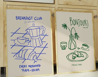 Juego de 2 pósteres de la serie "El Club de los Cinco" - Lienzo decorativo moderno para la pared de la cocina