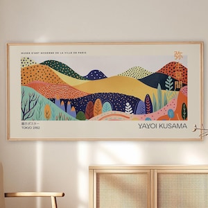 Poster ispirato a Yayoi Kusama / Arte murale panoramica / Arte murale giapponese / Arte astratta / Stampa artistica da parete in galleria / Arte moderna / Decorazione per la casa