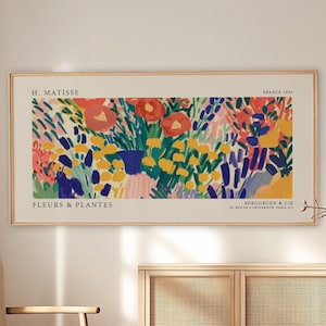 Manifesto della mostra floreale di Matisse / Arte murale panoramica / Arredamento moderno per la casa / Stampa ispirata a Matisse / Grande manifesto floreale / Stampa d'arte moderna