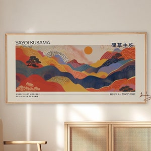 Yayoi Kusama inspiriertes Plakat | Panorama-Wandkunst | Japanische Wandkunst | Abstrakte Kunst | Galerie Wall Art Print | Moderne Kunst | Wohnkultur
