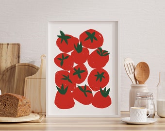 Tomatoes Poster | Canvas Poster | Kitchen Wall Art Poster | Mid-Century Modern Poster | Wall Art | Home Decor | Wall Art Print | Unique Gift