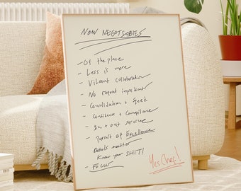 Non-Negotiables Poster |  Digital Print | Kitchen Wall Art Poster | The Bear Poster | Home Decor | Yes Chef Poster | Digital Download