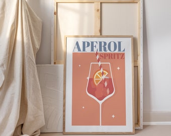 Aperol Spritz Poster for Home Bar - Modern Kitchen Art Canvas Print