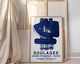 Pierre Soulages abstrakt utställningsaffisch för kontor - Modern canvastavla