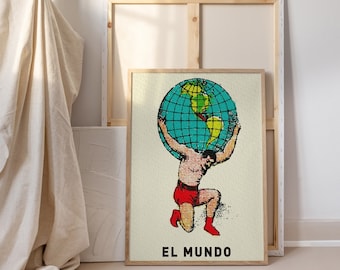 Vintage mexikansk El Mundo-poster för kök - Färgglad canvastavla