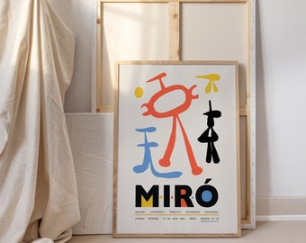 Joan Miro  Exhibition Poster | Canvas Poster | Museum Poster | Surrealism | Vintage Poster | Modern Wall Art | Home Decor | Christmas Gift