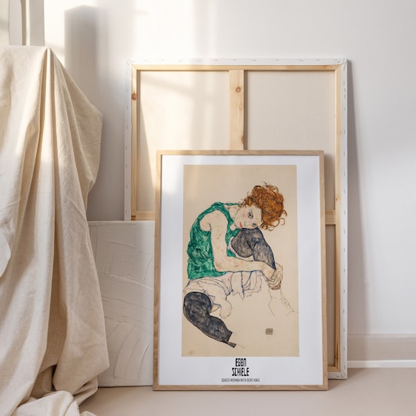 Egon Schiele Poster de l'exposition Femme assise | Poster en toile | Affiche du musée | affiche vintage | Art mural moderne | Décoration d'intérieur | Cadeau de Noël