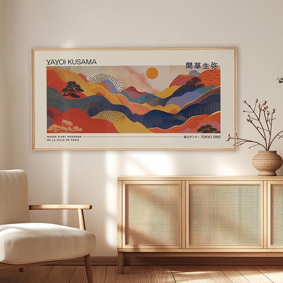 Yayoi Kusama Inspired Poster | Panoramic Wall Art  | Japanese Wall Art | Abstract Art | Gallery Wall Art Print | Modern Art | Home Decor