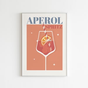 Cocktail aperol spritz print | Digitale afdruk | Bart Cart wordt afgedrukt | Digitale download | Minimalistische print | Afdrukbare muurkunst | Cocktailposter