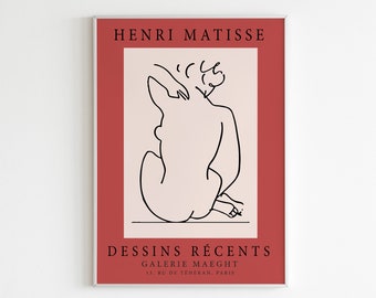 Henri Matisse Exhibition Poster for Bedroom - Minimalist Line Art Digital Download