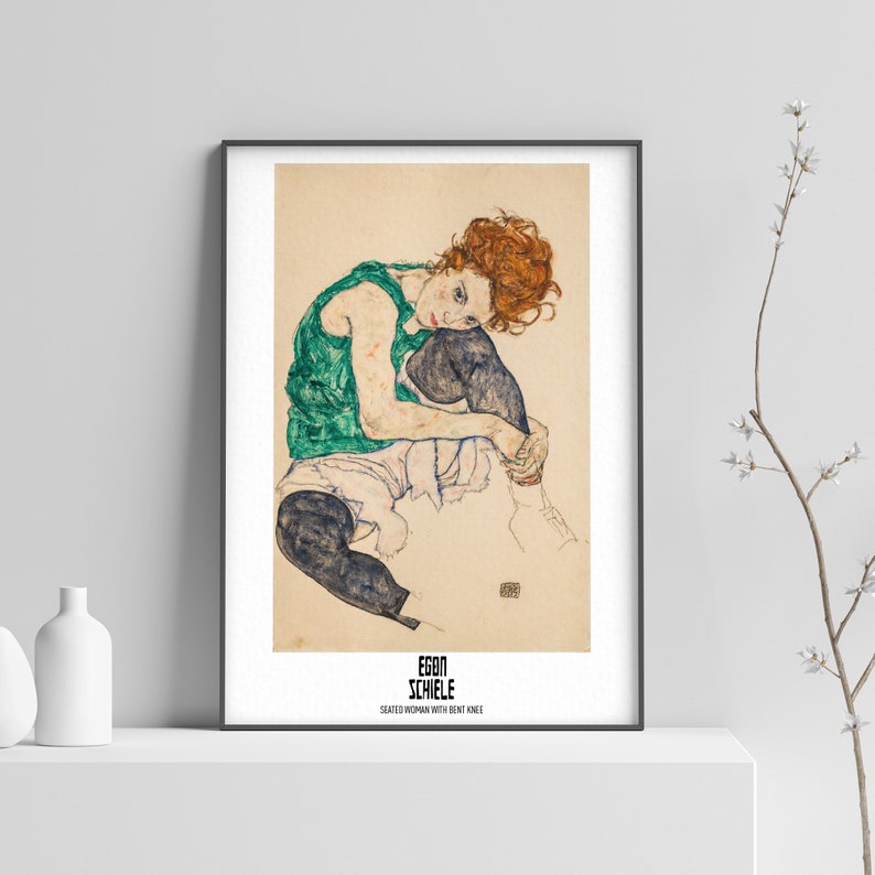 Egon Schiele Sittande kvinna Poster för sovrum - Modern museumsväggkonst bild 3