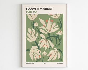 Tokyo Flower Market Poster for Kitchen - Japanese Floral Digital Download