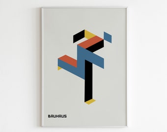 Bauhaus Running Man Exhibition Print | Digital Print | Bauhaus Poster | Digital Download | Geometric Print | Printable Wall Art | Modern Art