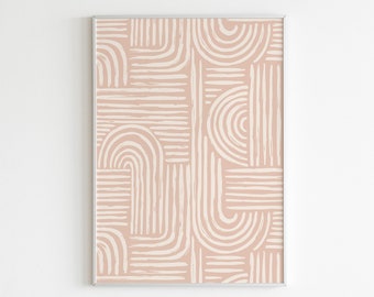 Abstrakte Kunst für Schlafzimmer - Neutraler geometrischer Wand-Dekor digitaler Download