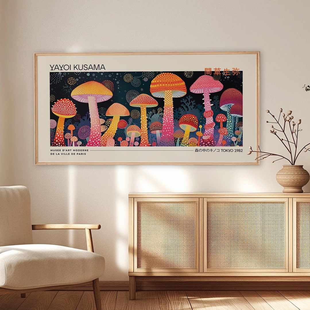 Yayoi Kusama Inspired Poster | Panoramic Wall Art | Japanese