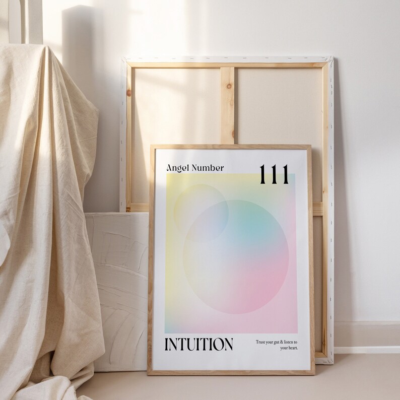 Angel Number 111 Aura Poster for Bedroom - Gradient Canvas Wall Art - Etsy