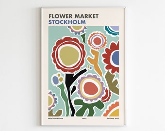 Stockholm Flower Market Poster for Bedroom - Scandinavian Floral Digital Download