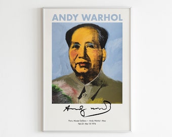 Póster de la exposición de arte pop de Mao de Andy Warhol para oficina - Descarga digital moderna