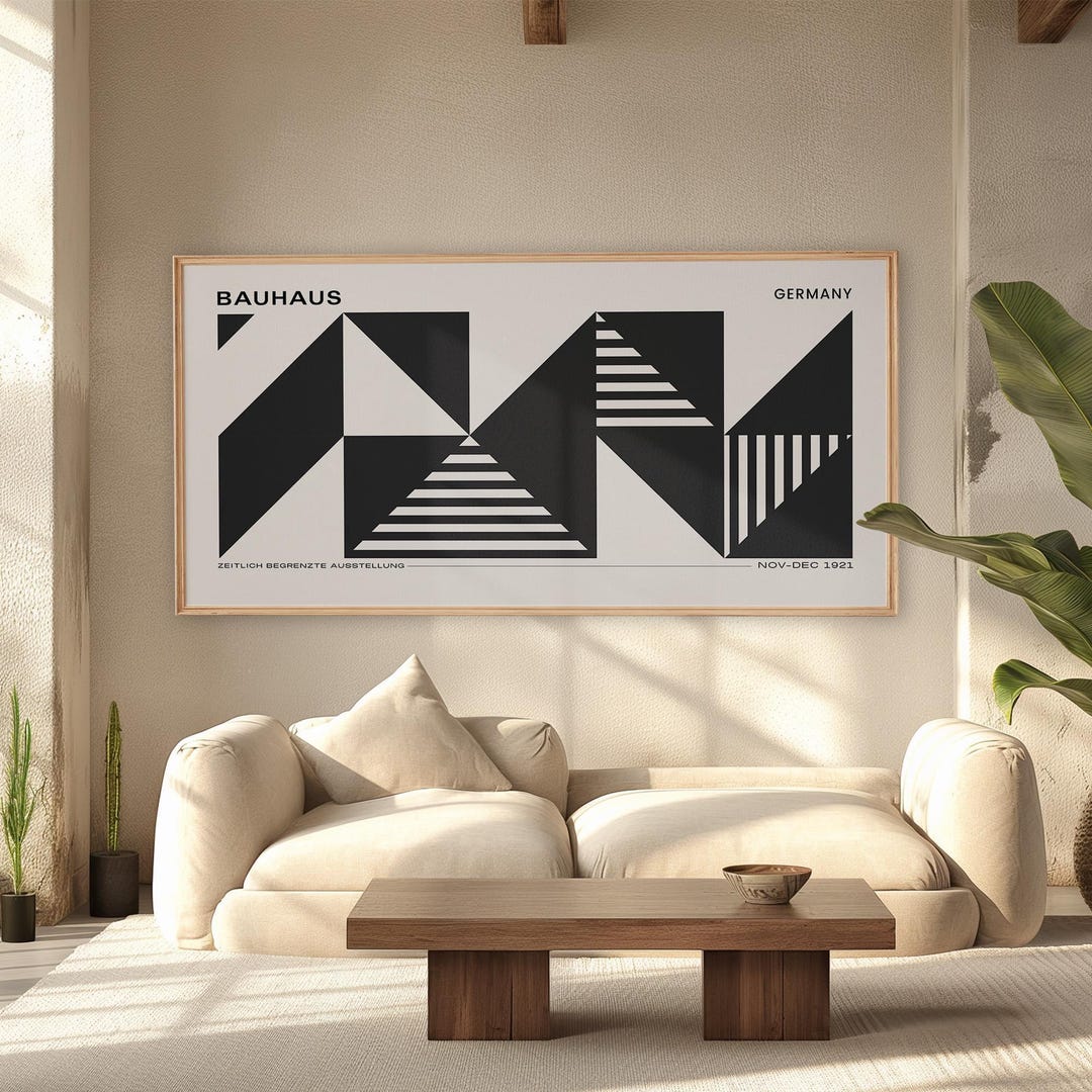 Bauhaus Abstract Art Poster - Large Panoramic Geometric Canvas for Wall ...