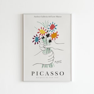 Pablo Picasso Bouquet of Peace Flowers Exhibition Print | Digital Print | Digital Download | Printable Wall Art | Boho Print | Cubism