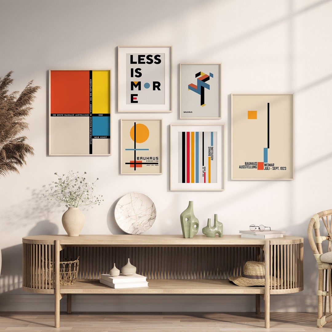 Bauhaus Gallery Wall Art Set of 6 for Home Office - Modern Art Digital ...