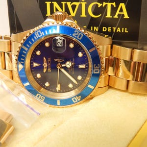 Invicta Pro Diver Automatic Blue Dial Gold Tone SS Watch