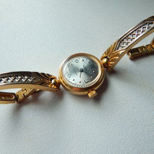 Sovjet-horloge USSR Chajka vergulde mechanische dames 17 juwelen afbeelding 5