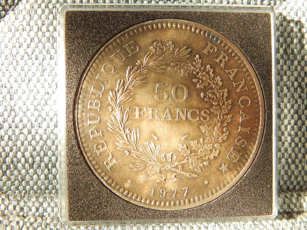 ヘラクレス 50 フラン 銀貨、フランス 1977 年 30 グラム 未使用